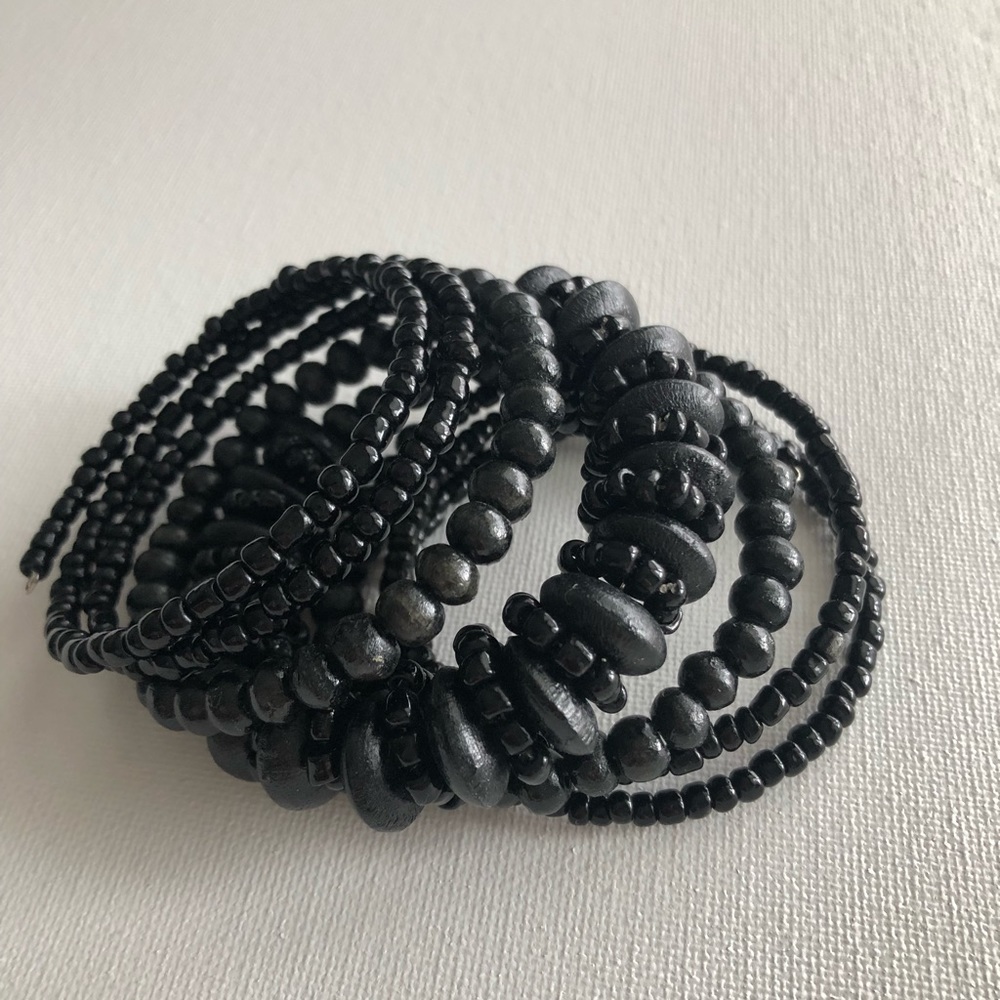Black spiral bracelet.